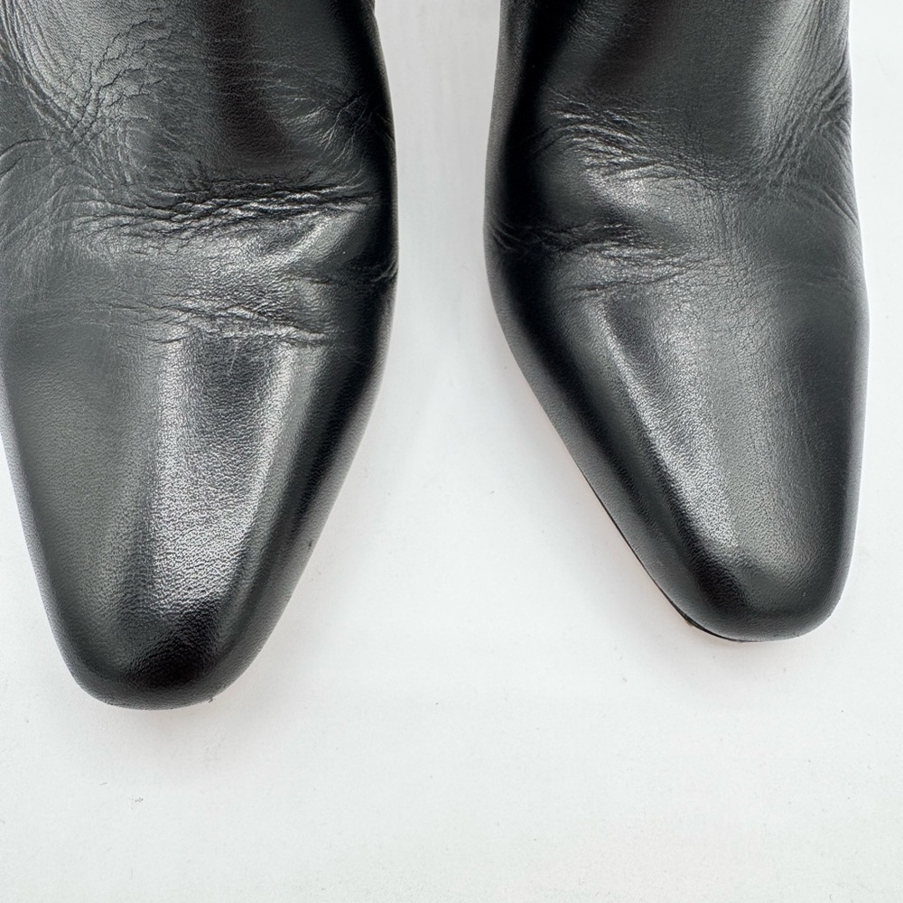 Donald J Pliner Lilt Black Leather Snakeskin Strip Tall Heeled Boots 7M - Picture 4 of 6